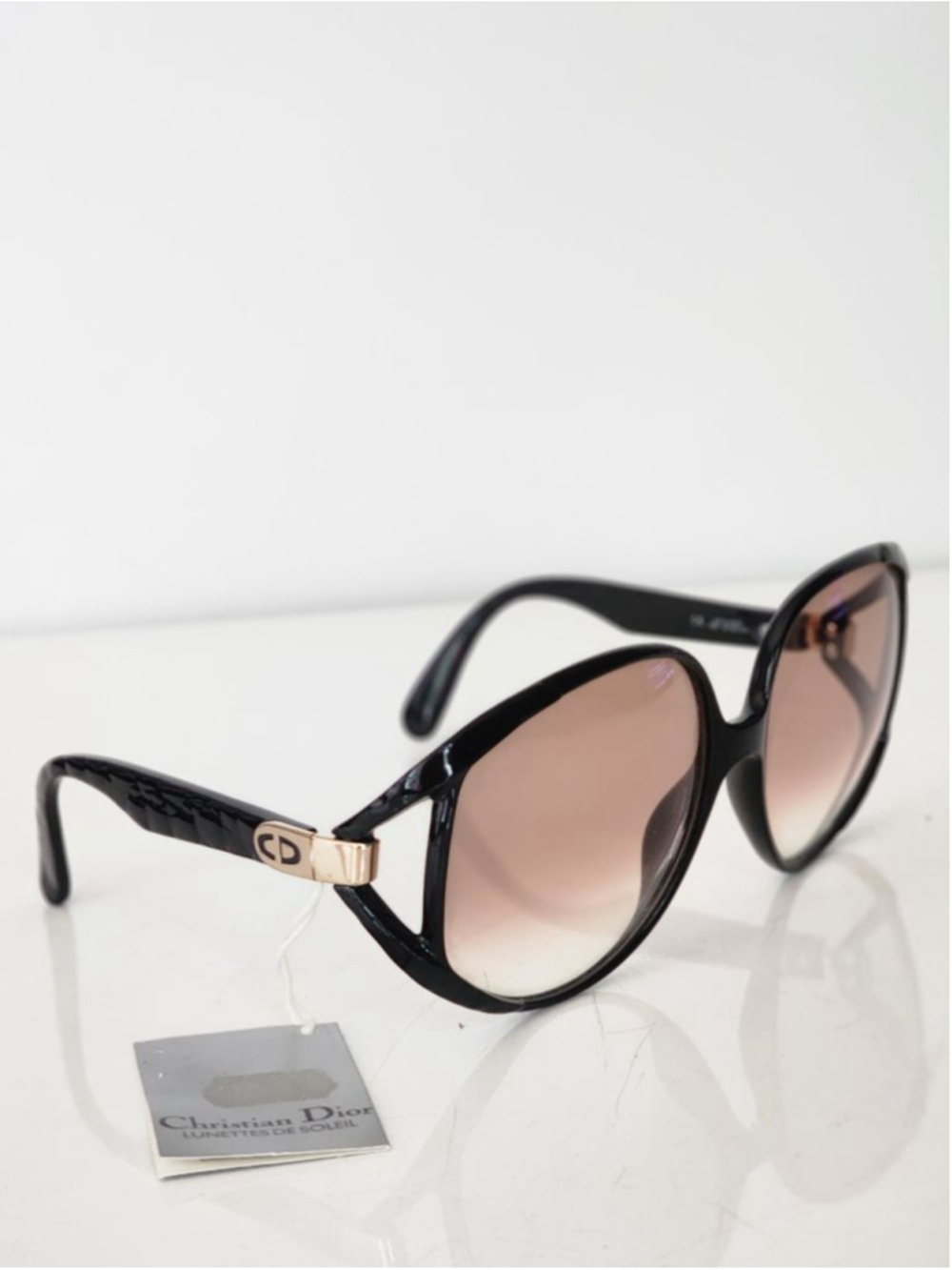 CHRISTIAN DIOR NWT 2320 Vintage Black & Gold Oversized Gradient Sunglasses 64 mm - Picture 3 of 13